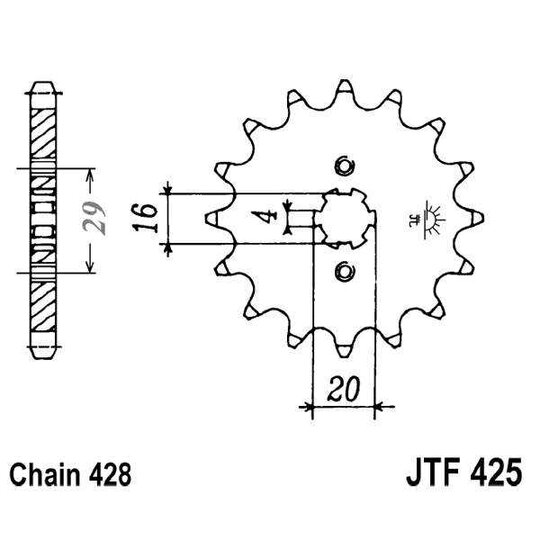 Reťazové koliečko JT JTF 425-14 14T, 428